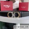 Ferragamo\'s new 3.5cm Gancio double-circle intercolored edge metal clip buckle, with the first layer of cowhide belt