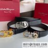 Ferragamo\'s new 3.5cm Gancio double-circle intercolored edge metal clip buckle, with the first layer of cowhide belt