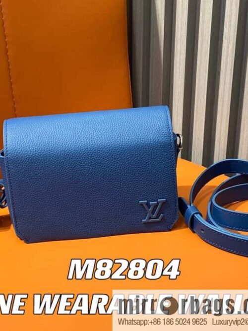 [Boutique‑grade] M82804 dark blue, full leather men\'s bag messenger bag series, new FASTLINE WEARABLE WALLET handbag in autumn and winter