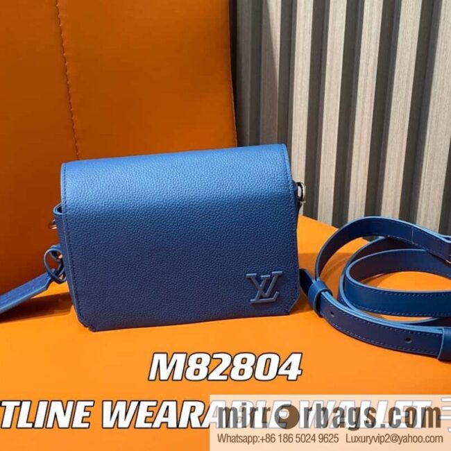 [Boutique‑grade] M82804 dark blue, full leather men\'s bag messenger bag series, new FASTLINE WEARABLE WALLET handbag in autumn and winter
