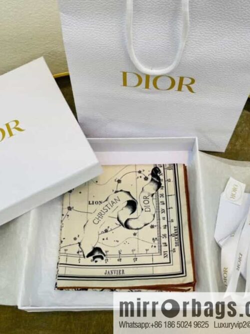 Dior Dior Constellation Pattern 100% Silk Zodiac Printed Square Towel