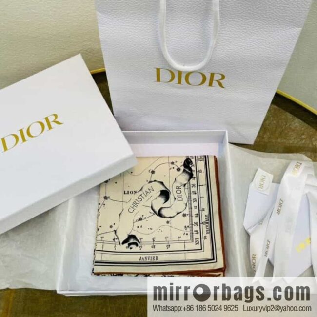 Dior Dior Constellation Pattern 100% Silk Zodiac Printed Square Towel