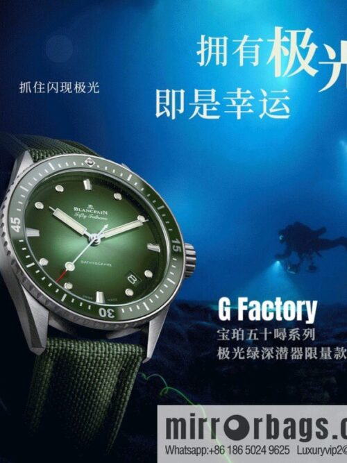 GF New Aurora Green Blancpain Fifty Steel Case Limited Edition Watch