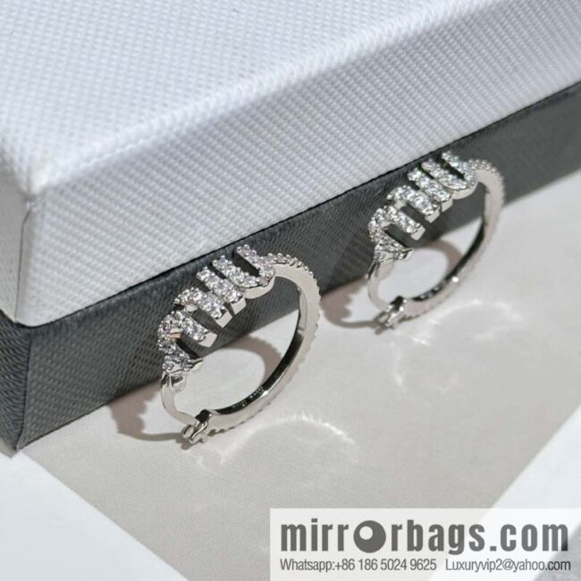 ❗️New ❗️ Original Order K MIU MIU Miu Miu Full Diamond Letter Stud Earrings