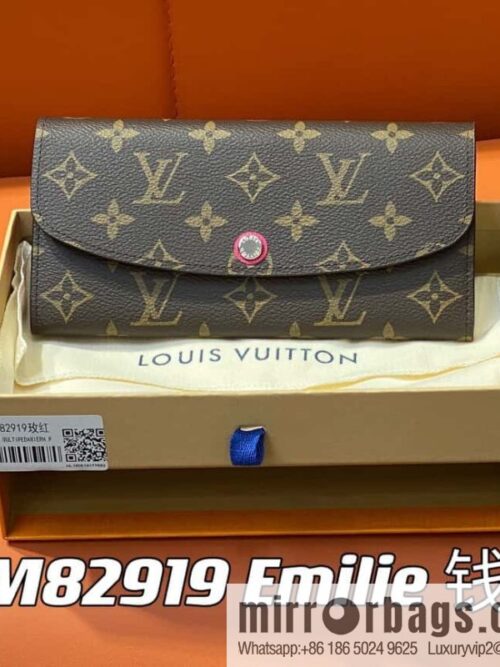 [Premium‑quality] M82919 monogram rose red, flip wallet series Emilie wallet m82919 m82920