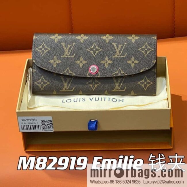 [Premium‑quality] M82919 monogram rose red, flip wallet series Emilie wallet m82919 m82920