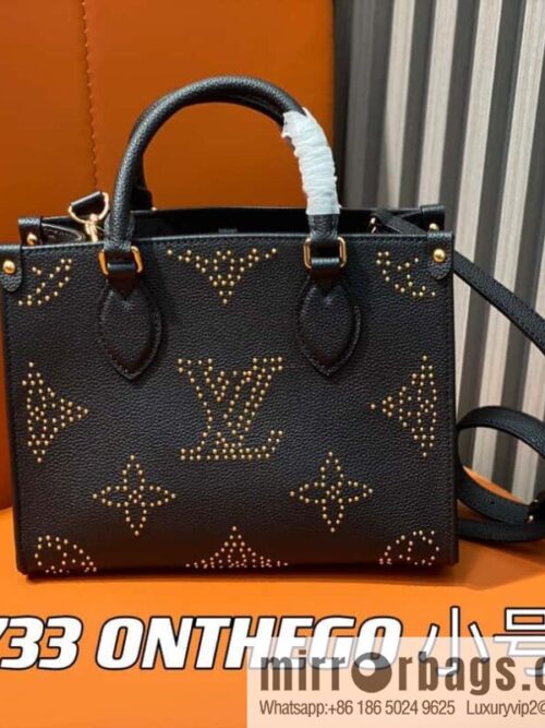 [Premium‑quality] M46733 black full leather willow nail square bag series ONTHEGO small handbag