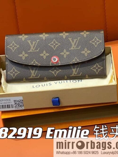 [Premium‑quality] M82919 monogram red, flip wallet series Emilie wallet m82919 m82920