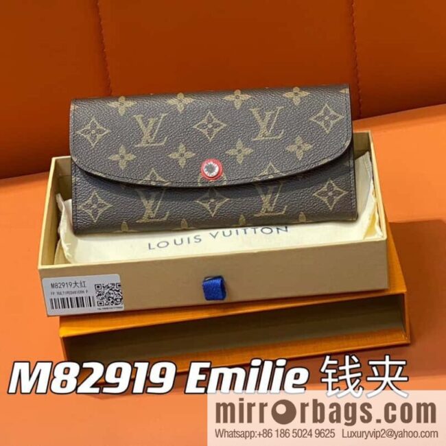 [Premium‑quality] M82919 monogram red, flip wallet series Emilie wallet m82919 m82920