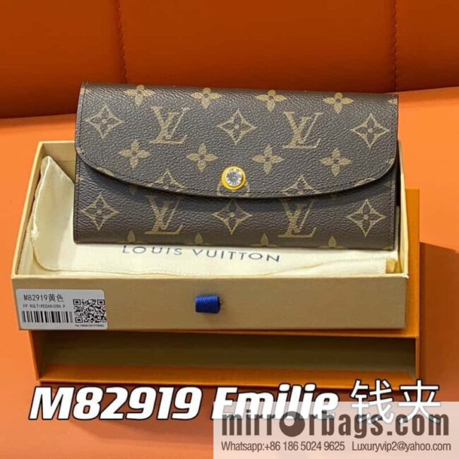 [Premium‑quality] M82919 monogram yellow, flip wallet series Emilie wallet m82919 m82920