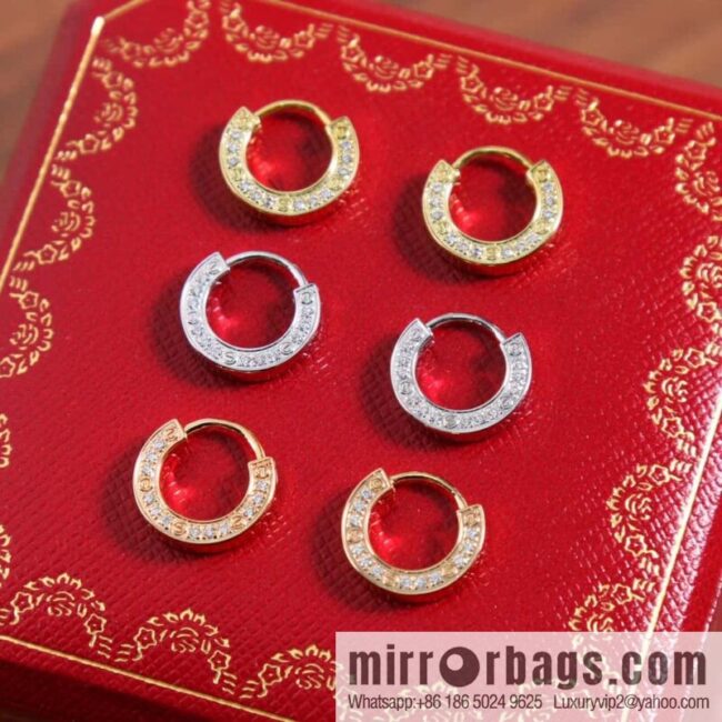 ☀Cartier Cartier new full diamond round cake stud earrings
