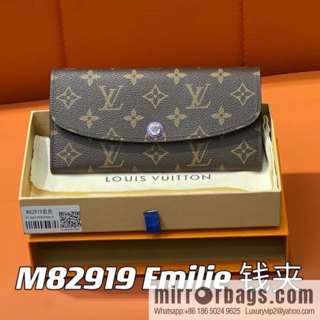 [Premium‑quality] M82919 monogram purple, flip wallet series Emilie wallet m82919 m82920