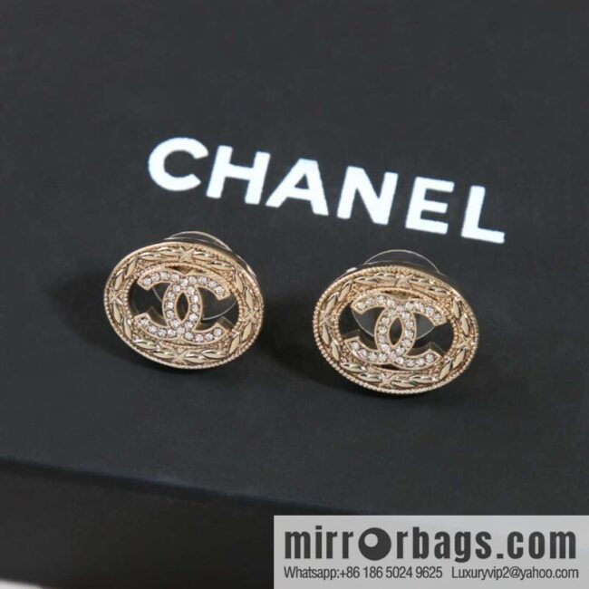 ☀️New ☑️ chanel c1 double c full diamond oval earrings ☀️
