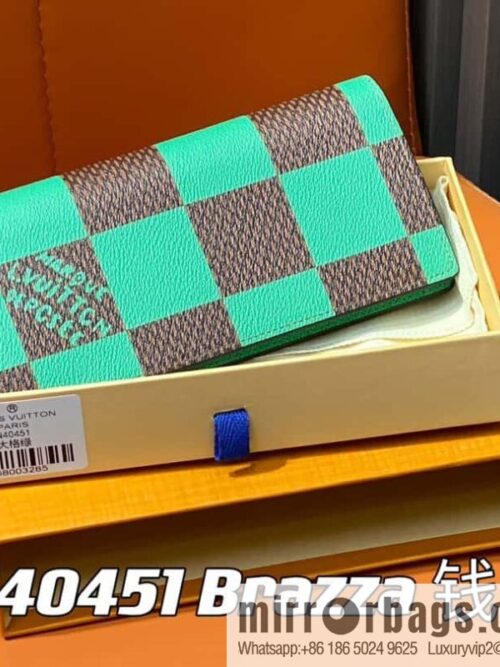 [Boutique‑grade] M40451 green plaid suit wallet series Brazza wallet