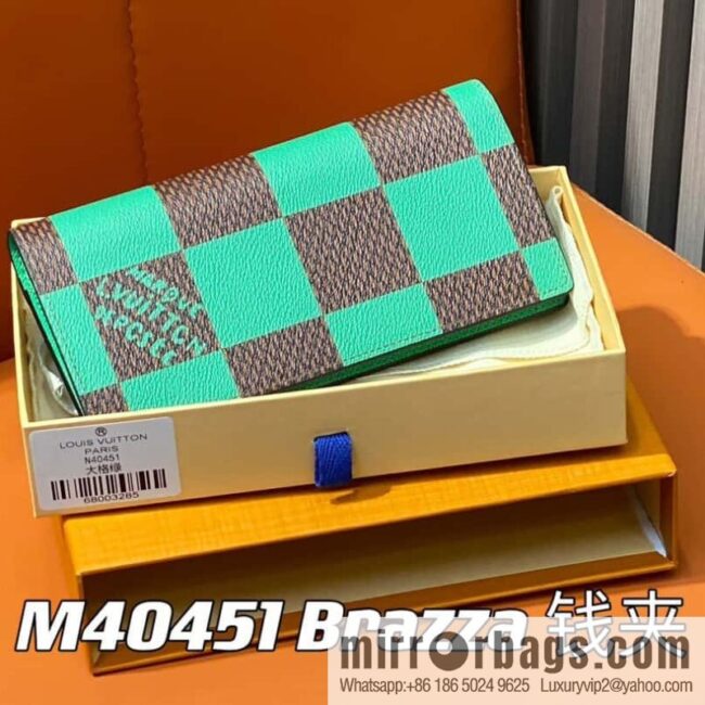 [Boutique‑grade] M40451 green plaid suit wallet series Brazza wallet