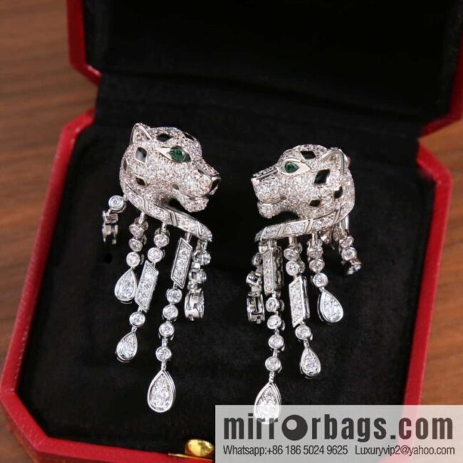 Cartier Cartier Jungle Series Full Diamond Leopard Tassel Earrings Stud Earrings