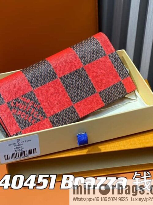 [Boutique‑grade] M40451 red plaid suit wallet series Brazza wallet