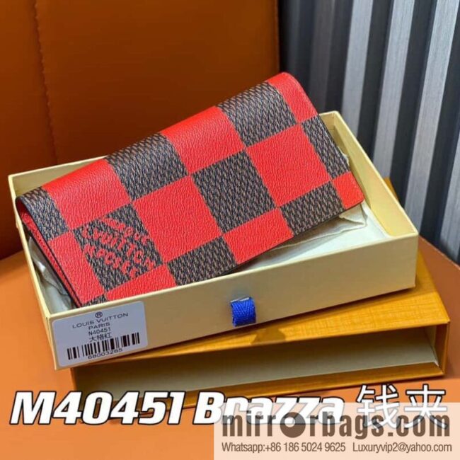 [Boutique‑grade] M40451 red plaid suit wallet series Brazza wallet