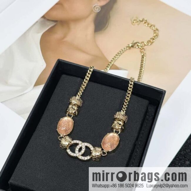 ❗️New ❗️ Chanel necklace ☀️ new ☑️ Chanel double c pink gem necklace ☀️