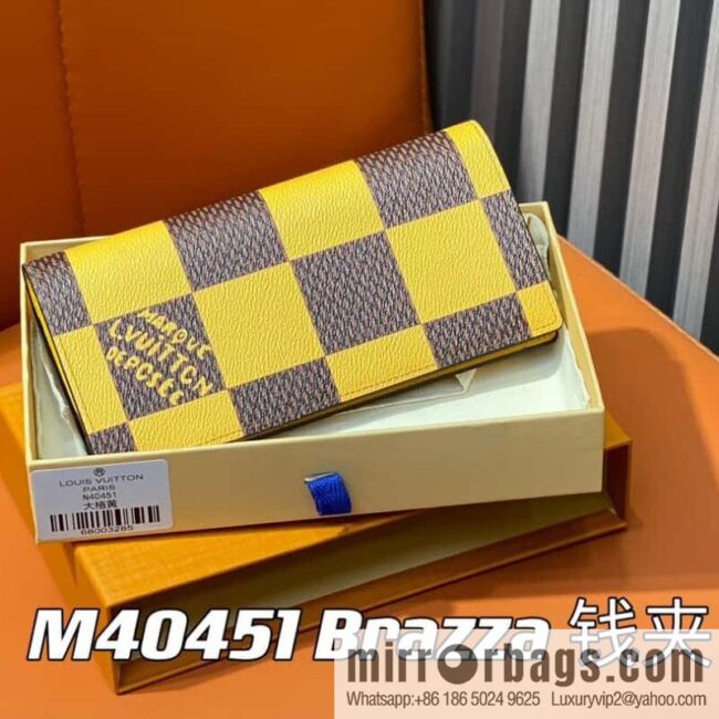 [Boutique‑grade] M40451 yellow large plaid suit wallet series Brazza wallet