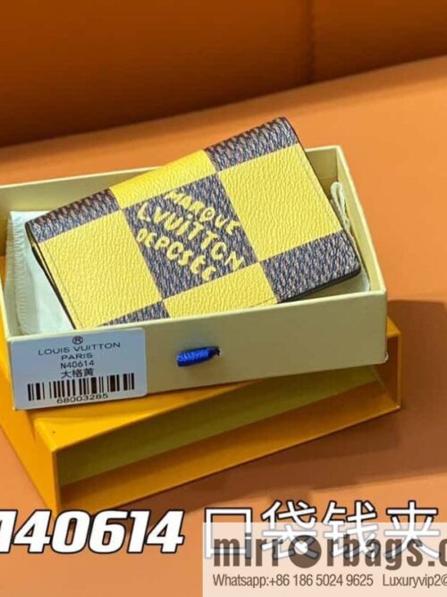 [Premium‑quality] M40614 yellow large plaid pocket wallet