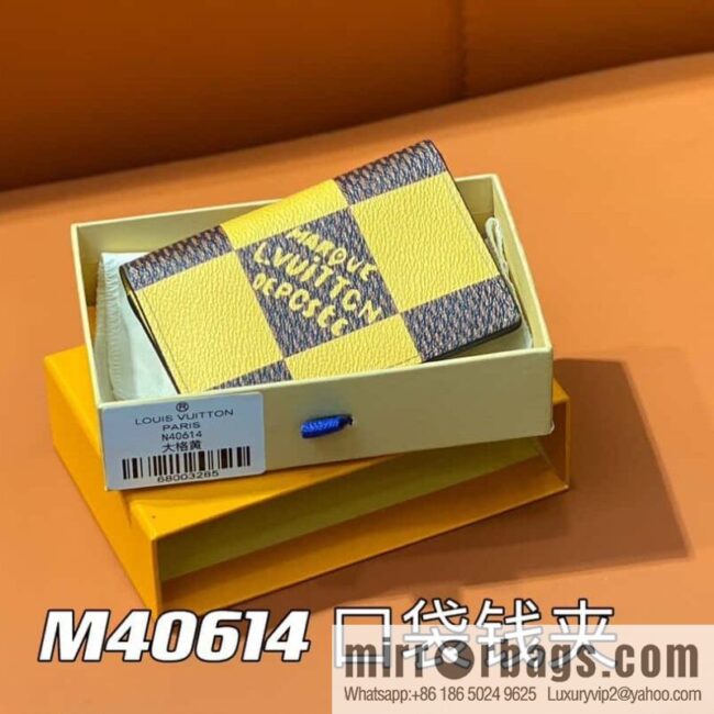 [Premium‑quality] M40614 yellow large plaid pocket wallet