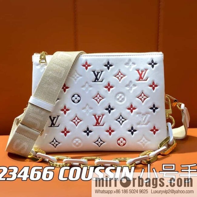 [Premium‑quality] M23466 white, full leather chain bag series COUSSIN small handbag