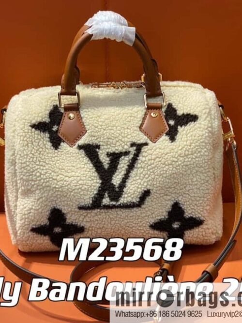 [Premium‑quality] M23568 meters white, lamb wool pillow bag speedy series Speedy Bandoulière 25 handbag