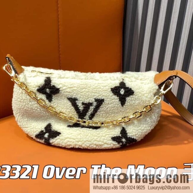 [Boutique‑grade] M23321 meter white, lamb wool moon bag series, this Over The Moon handbag.