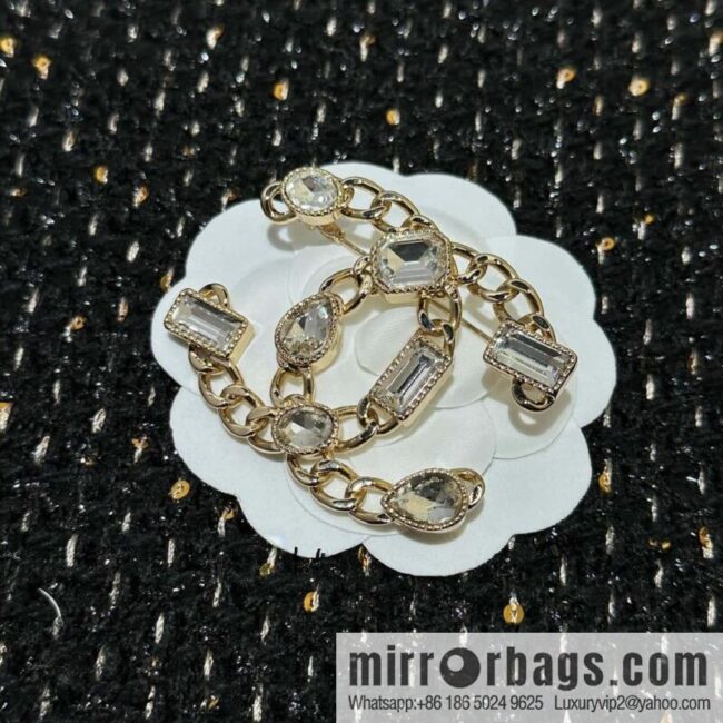 ☀️New ☑️ Chanel Double C Square Diamond Water Drop Diamond Brooch