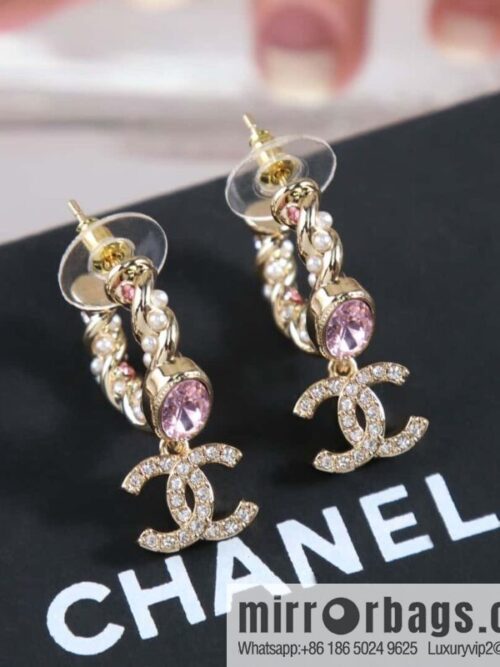 IMG_2351-800x800y1knplsz03q148874_20250705072145.jpg ☀️New ☑️ Chanel C2 double c twist pink diamond pearl stud earrings
