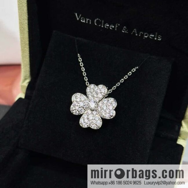 ❗️New ❗️ ☀️ original order ☀️ Van Cleef & Arpels Cosmos series four-leaf clover full diamond necklace (can be used as a brooch) ☀️