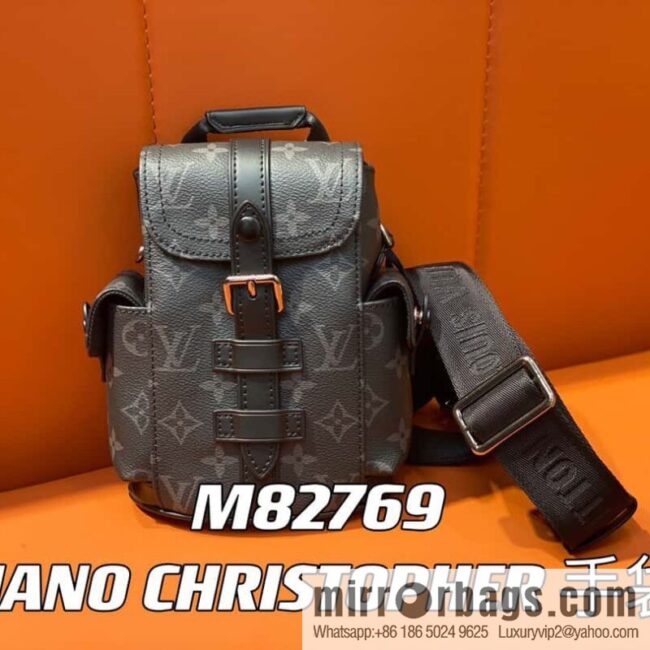 [Boutique‑grade] M82769 black flower, men\'s bag mini backpack series, new NANO CHRISTOPHER handbag in autumn and winter