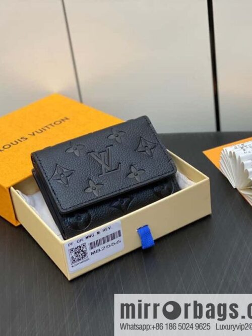 [Premium‑quality] M82556 black full leather tri-fold wallet series wallet