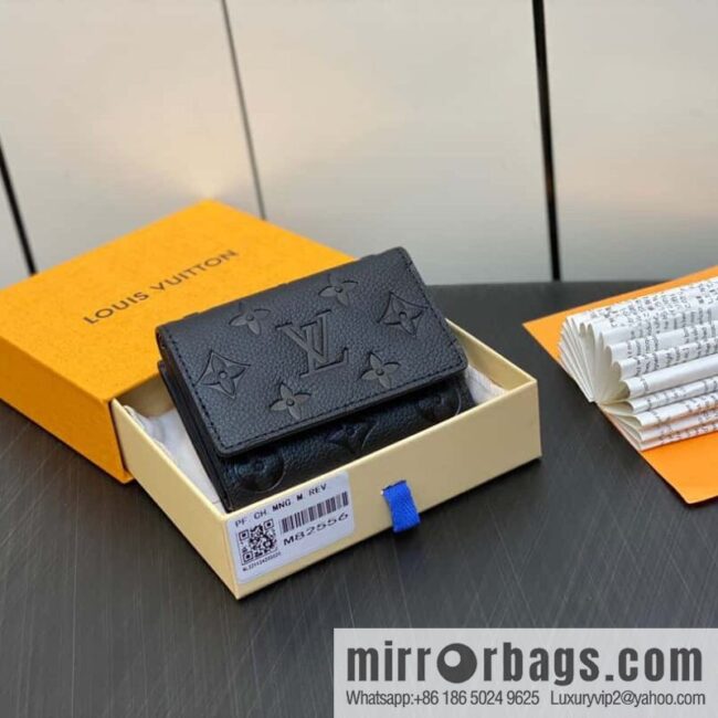 [Premium‑quality] M82556 black full leather tri-fold wallet series wallet