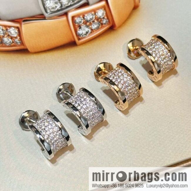 ☀️BVLGARI B. ZERO1 Full Diamond Small Waist Earrings Stud Earrings