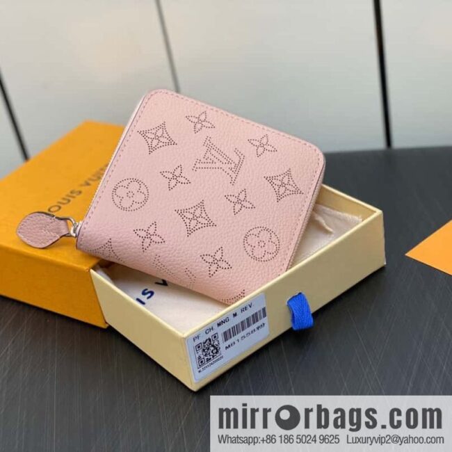 [Premium‑quality] M81558 pink full leather zipper wallet series