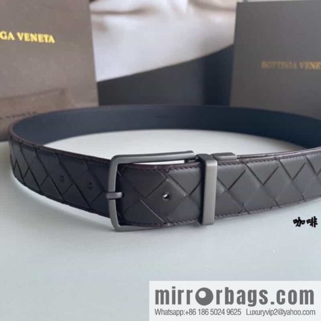 BottegaVenta (Bottega) woven first layer cowhide Intrecciato belt rotating metal buckle 3.8cm