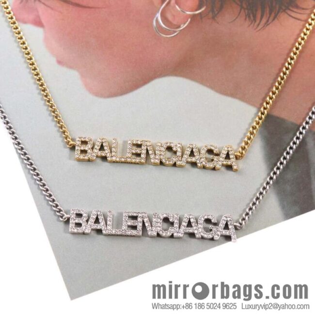 ☀️New Balenciaga BALENCIAGA full diamond letter necklace