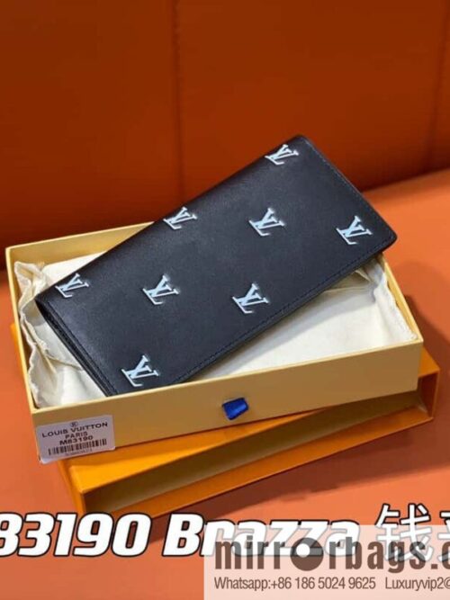 [Boutique‑grade] M83190 black full leather suit wallet series Brazza wallet