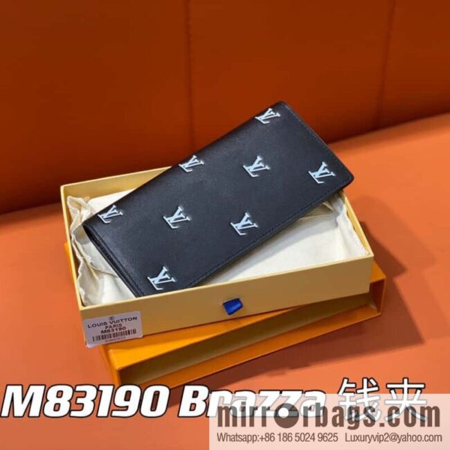 [Boutique‑grade] M83190 black full leather suit wallet series Brazza wallet