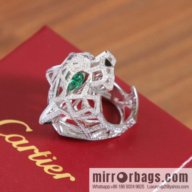 New ☑️ Cartier Cartier jungle series, hollow out full diamond tiger head ring