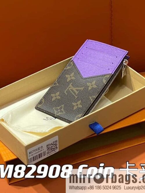 [Premium‑quality] M82908 monogram purple, card clip wallet series, this Coin card holder