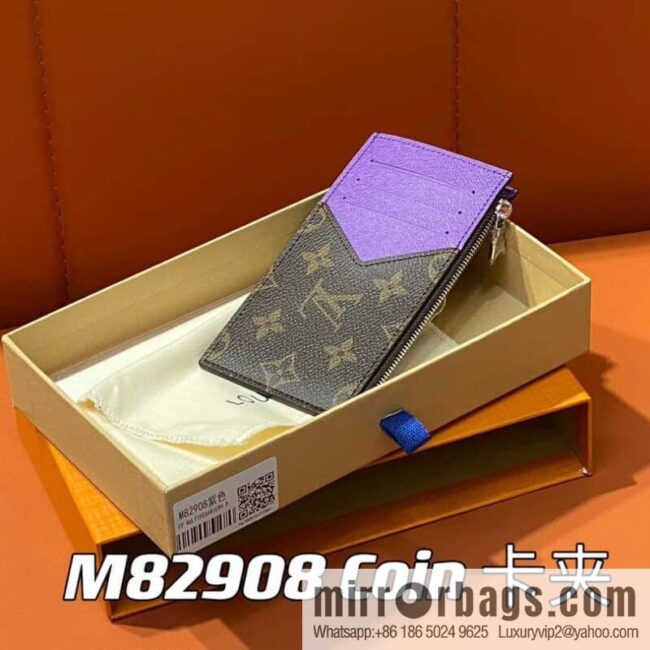[Premium‑quality] M82908 monogram purple, card clip wallet series, this Coin card holder