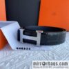 Hermes Hermes, exquisite Wu Gang glossy buckle, imported cowhide pressed crocodile pattern cowhide belt 38cm
