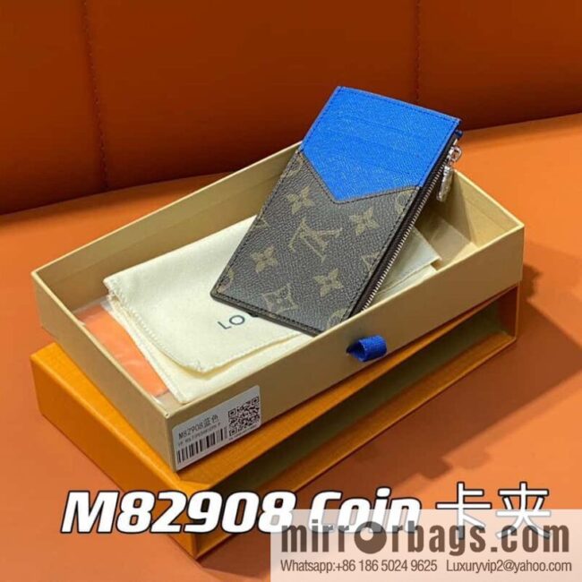 [Premium‑quality] M82908 monogram blue, card clip wallet series, this Coin card holder