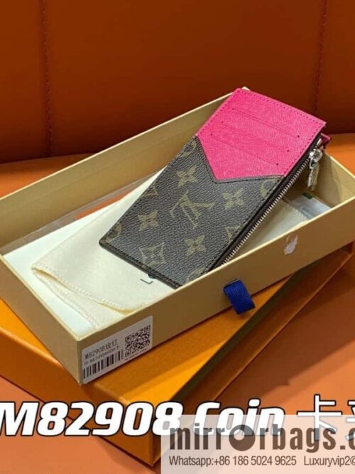[Premium‑quality] M82908 monogram plum red, card clip wallet series, this Coin card holder