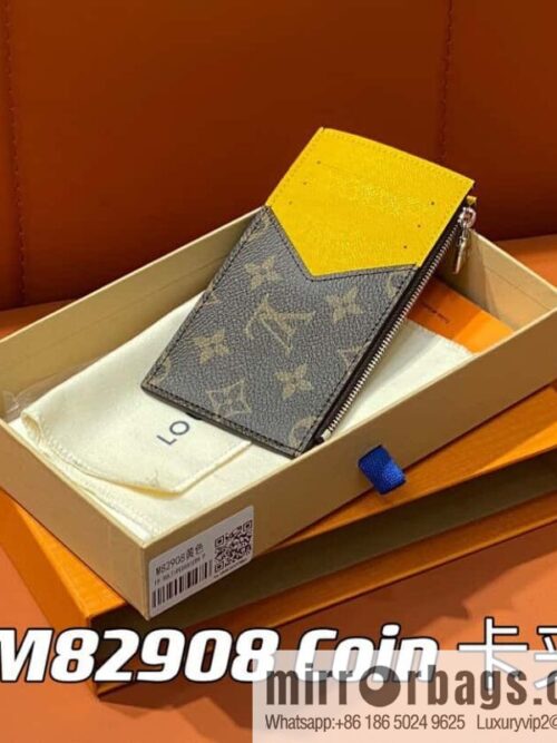 [Premium‑quality] M82908 monogram yellow, card clip wallet series, this Coin card holder