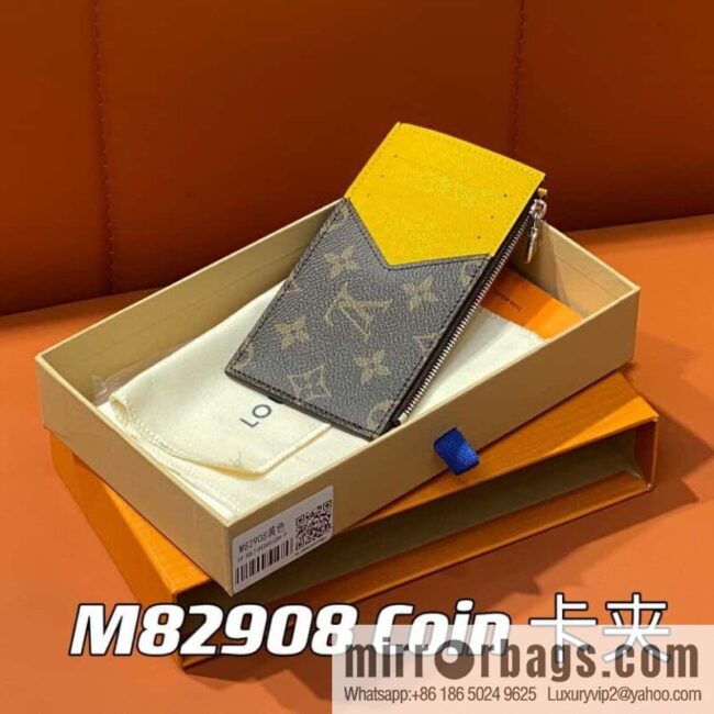 [Premium‑quality] M82908 monogram yellow, card clip wallet series, this Coin card holder