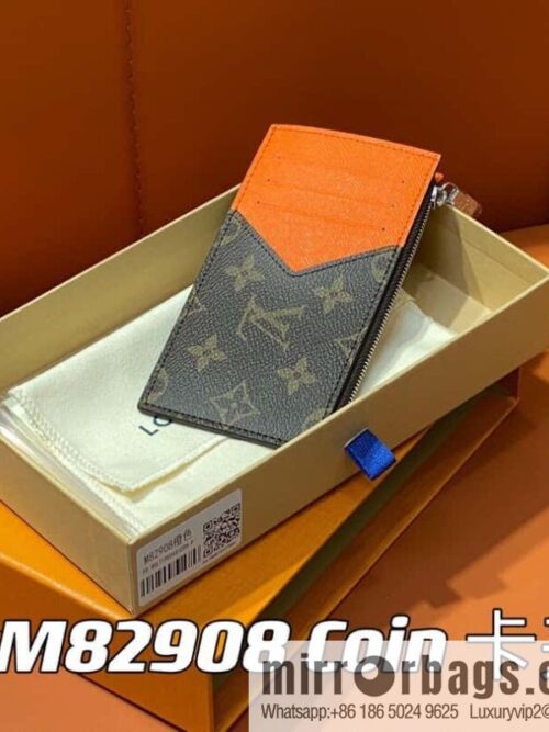 [Premium‑quality] M82908 monogram orange, card clip wallet series, this Coin card holder